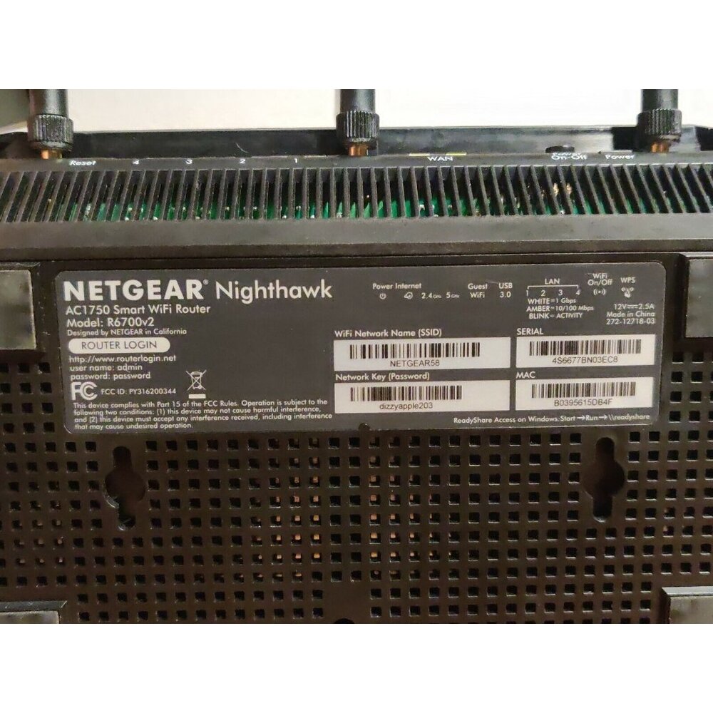 NETGEAR Nighthawk AC1750  Smart WiFi Router (R6700) - USED - Picture 5 of 6
